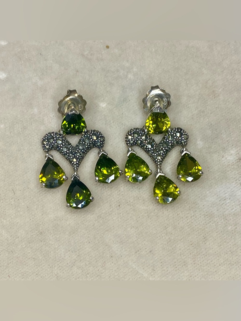 Sterling Silver Peridot Chandelier Dangle Earrings 925